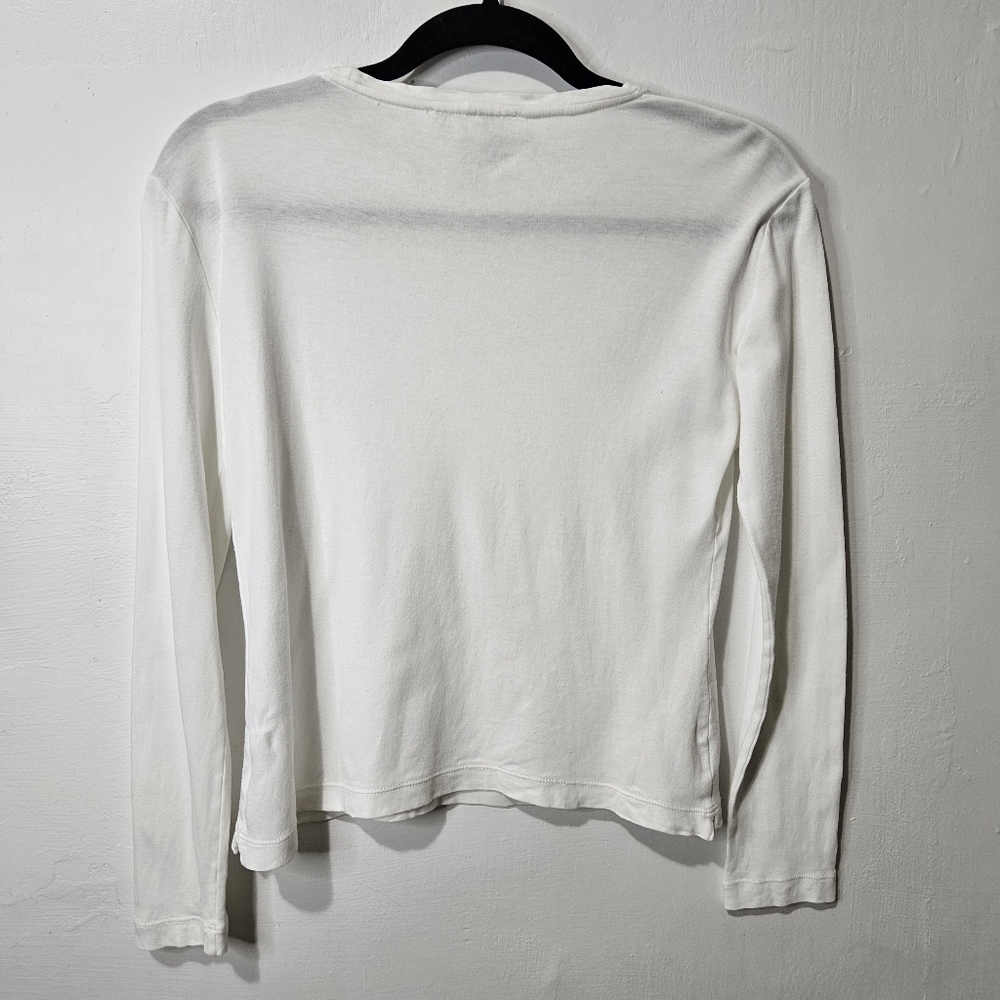 Loro Piana Long Sleeve Crop Tee Shirt White Size 42 US 6 - Picture 4 of 15